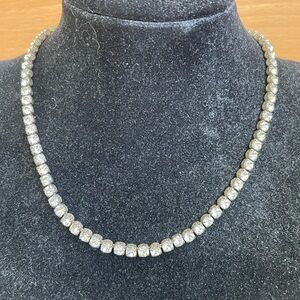 Vintage Sterling Silver 925 Crystal Tennis Necklace — Classic Sparkle